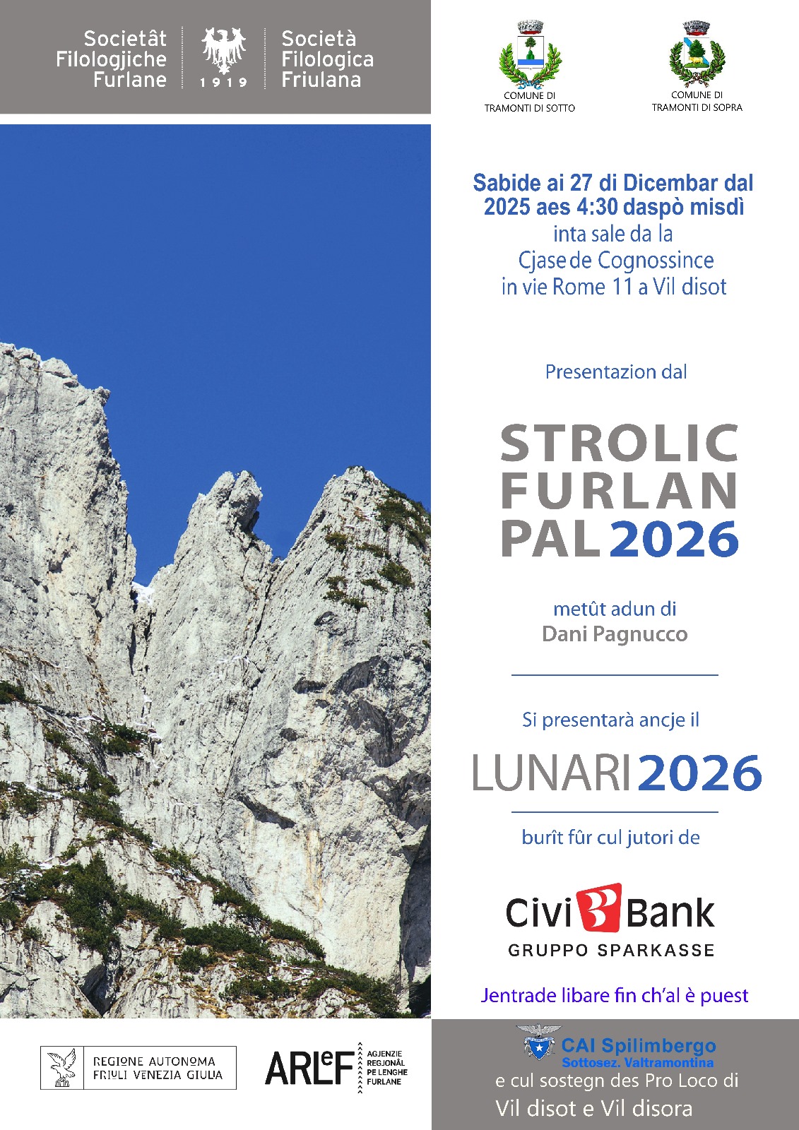 Strolic Furlan pal 2026: tradizione e cultura in Val Tramontina